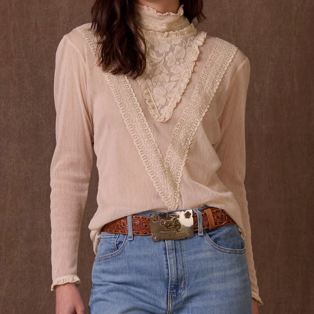 DOUBLE D RANCH- Juliette Lace Top.  Bone Color.  Size:  Medium